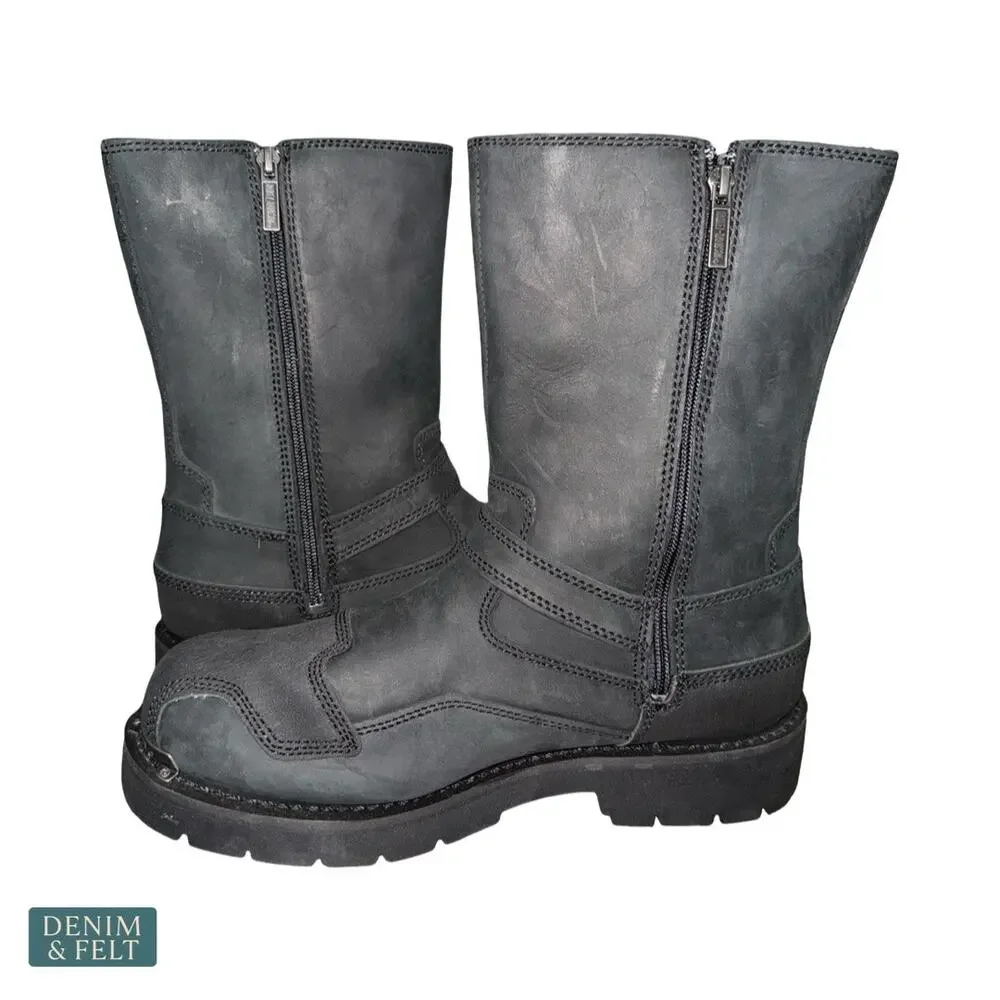 NEW Harley Davidson Stroman Motorcycle Boots Black Leather Biker Riding Mens‎